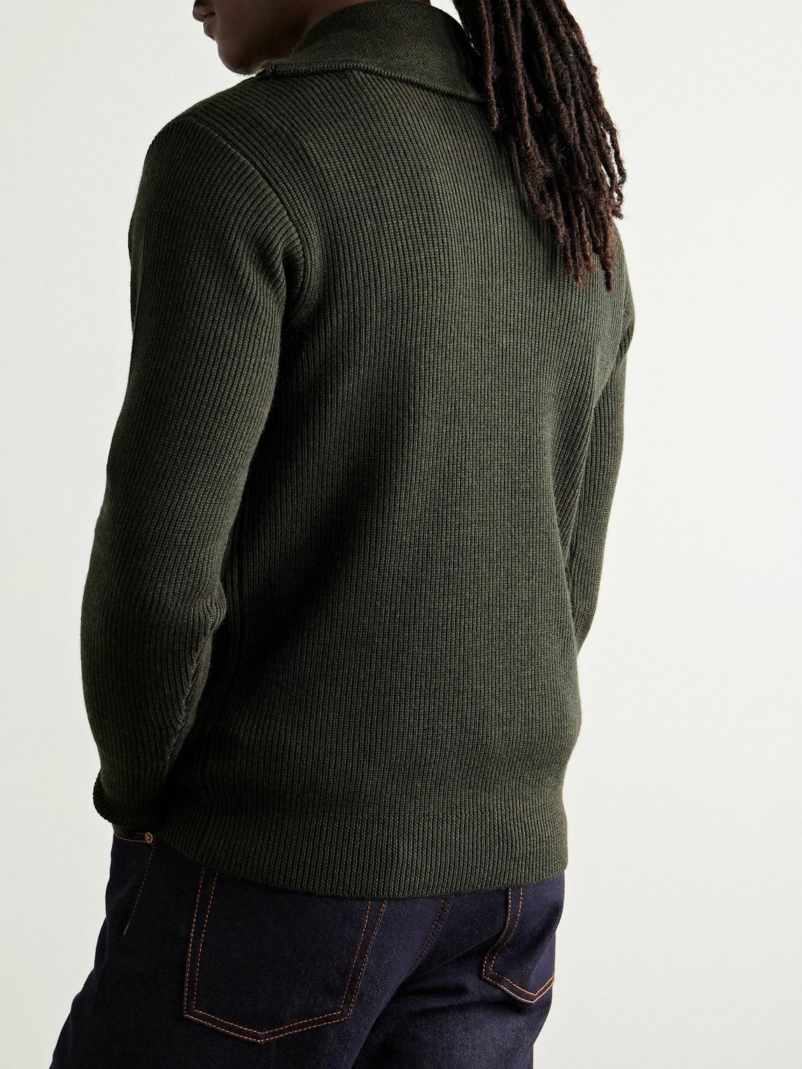 Barena - Ribbed Wool Half-Zip Sweater - Green