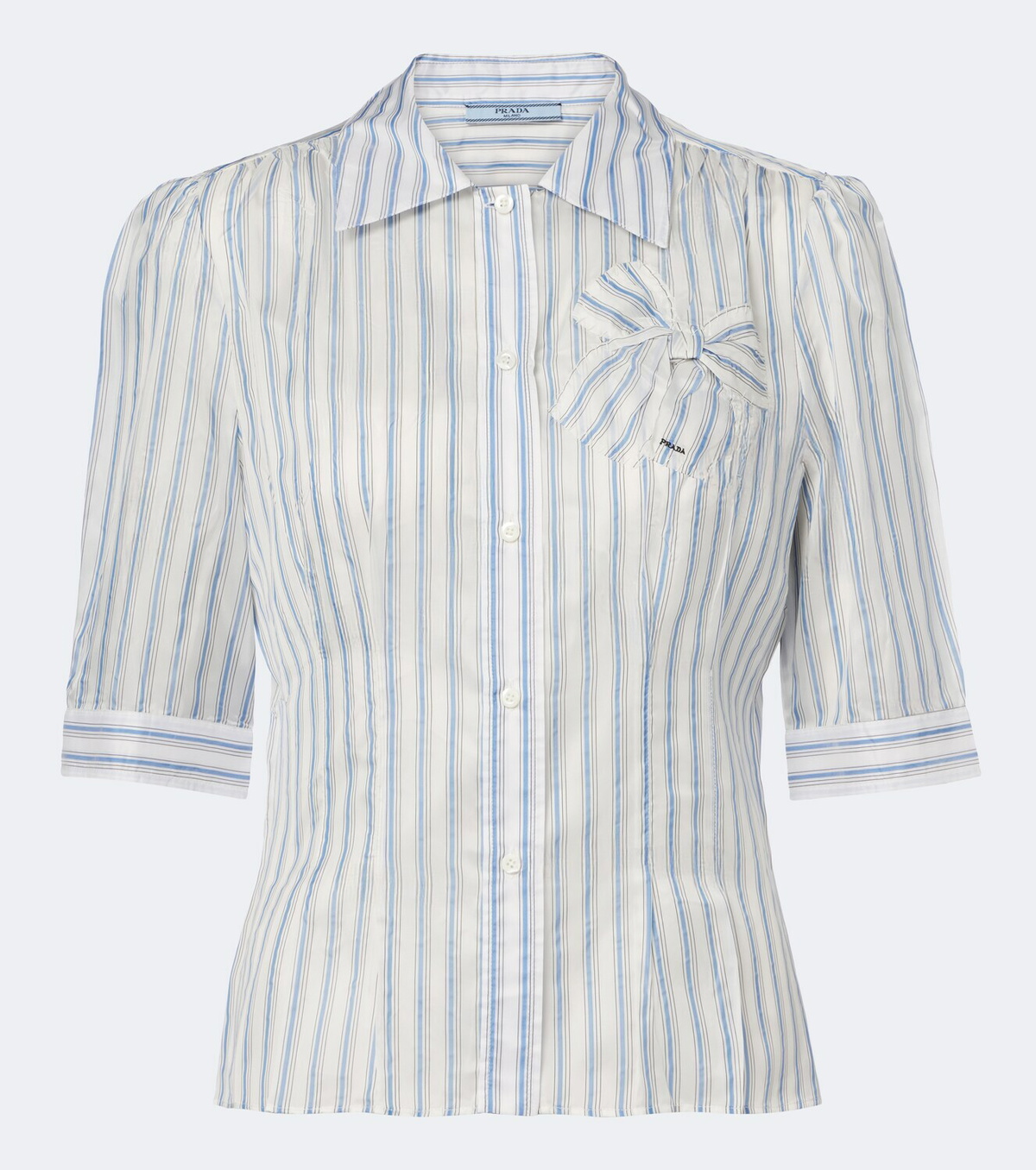 Prada Striped bow-detail shirt