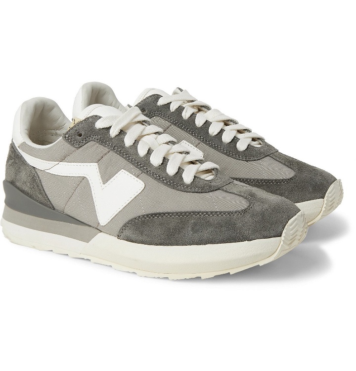 Photo: visvim - FKT Runner Suede- and Leather-Trimmed Nylon-Blend Sneakers - Gray