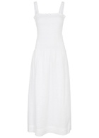 Faithfull The Brand Messina Smocked Linen Maxi Dress White