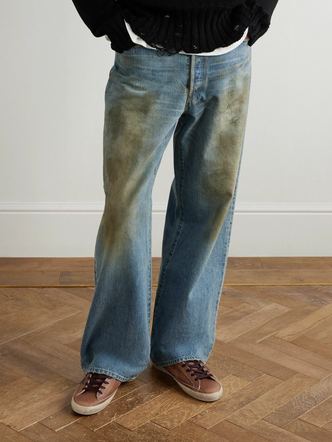 Golden Goose - Super-Star Private EDT Distressed Suede-Trimmed Leather Sneakers - Brown
