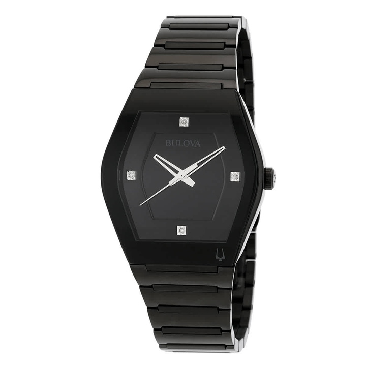 Photo: Bulova Gemini Quartz Diamond Black Dial Mens Watch 98D177