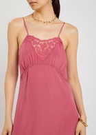 Chloe Lace-trimmed Silk Midi Dress Mauve