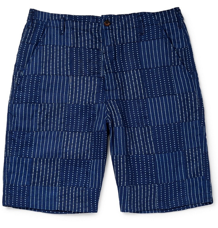 Photo: Universal Works - Wide-Leg Panelled Indigo-Dyed Cotton Shorts - Men - Indigo