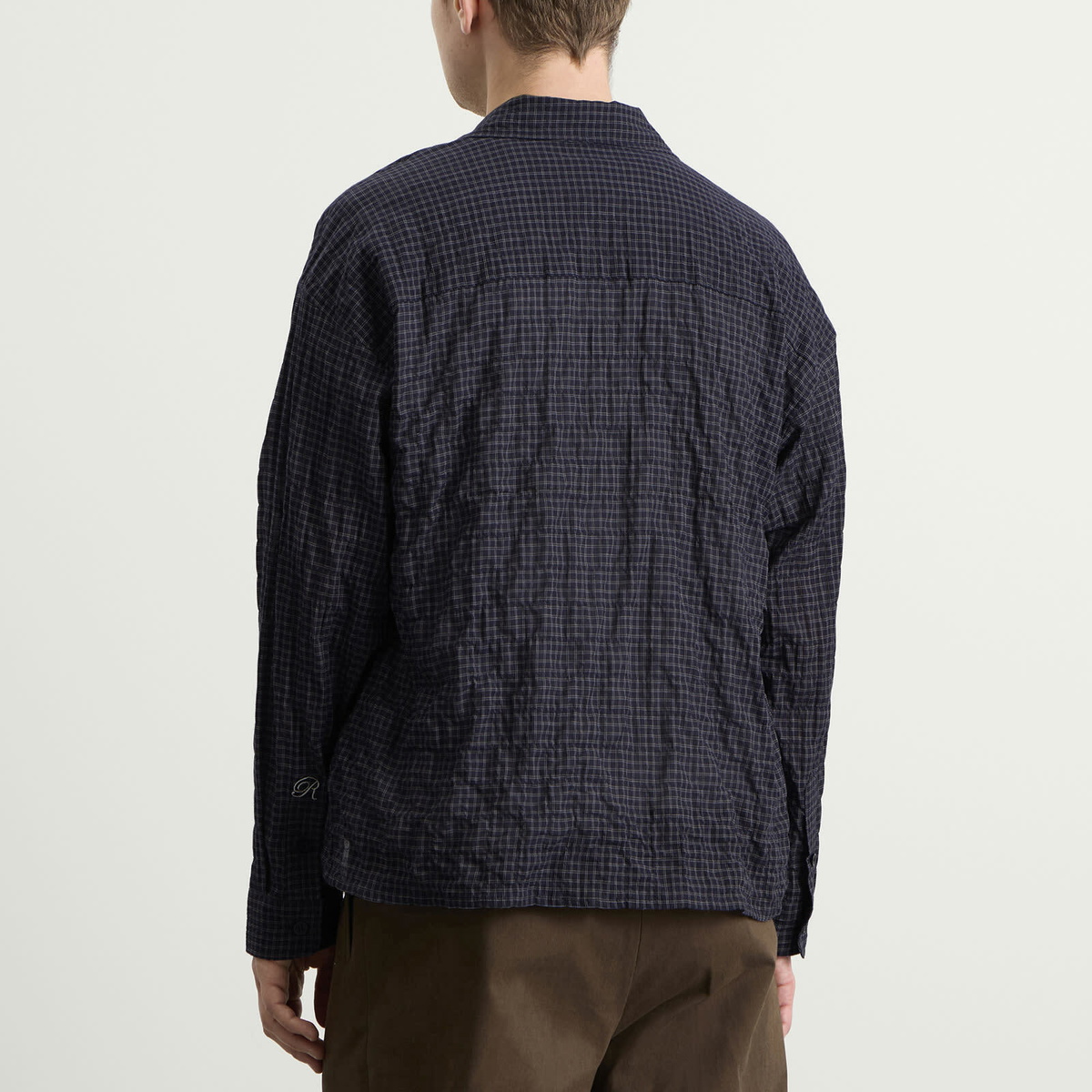 Ronning Men's Japanese Shirt in Navy Grid