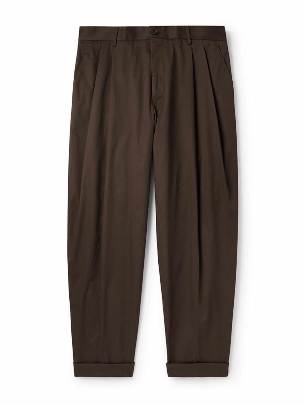 Photo: Dolce&Gabbana - Tapered Pleated Cotton-Blend Gabardine Trousers - Brown