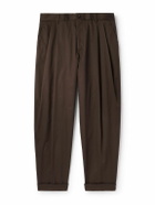 Dolce&Gabbana - Tapered Pleated Cotton-Blend Gabardine Trousers - Brown