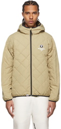 AAPE by A Bathing Ape Beige Down Quilted Logo Jacket