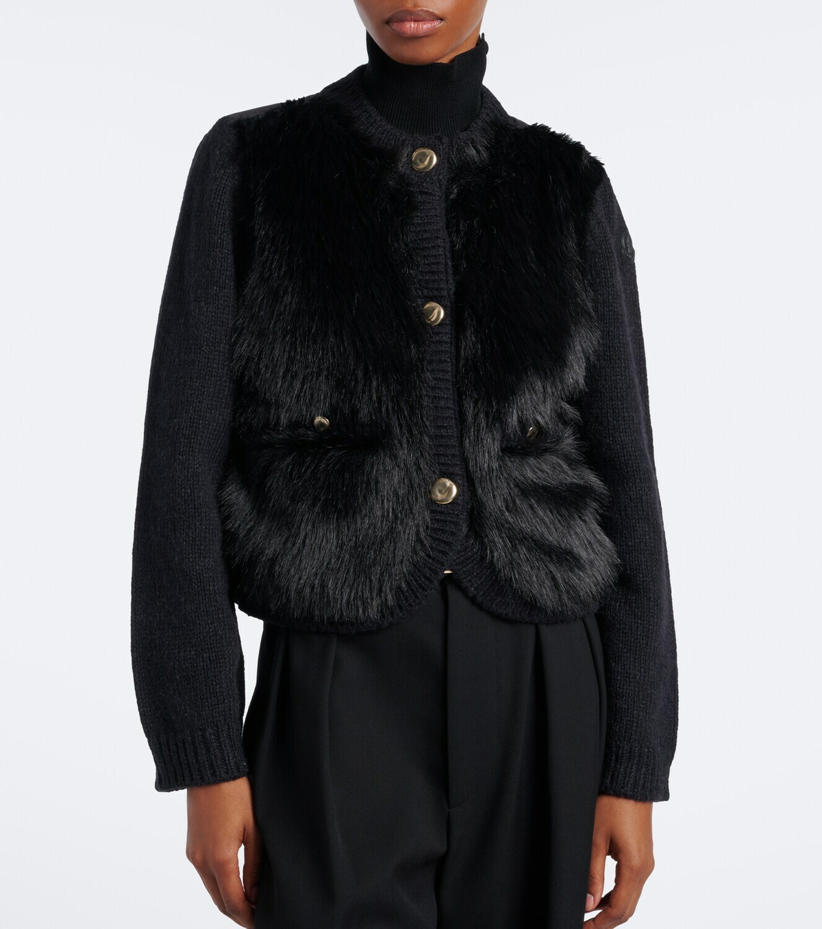 Moncler Down-paneled alpaca and wool-blend cardigan