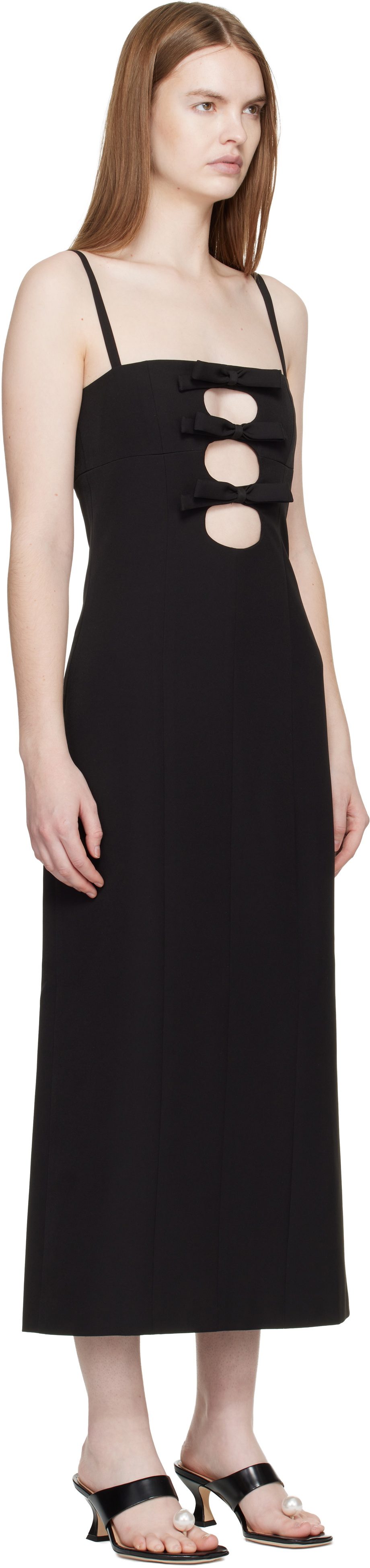 Sandy Liang Black Sen Midi Dress