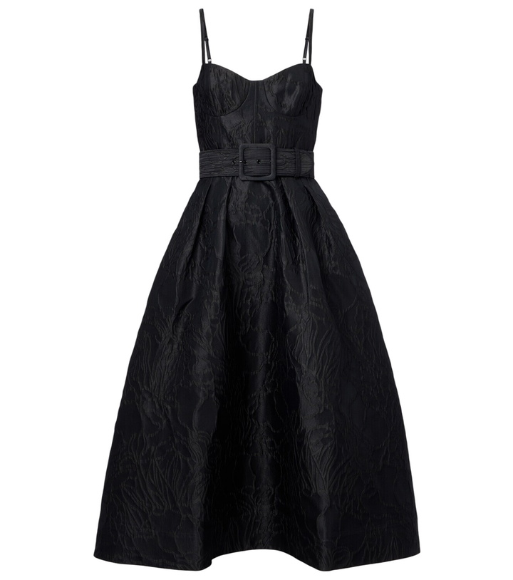 Photo: Rebecca Vallance Petra belted jacquard bustier dress
