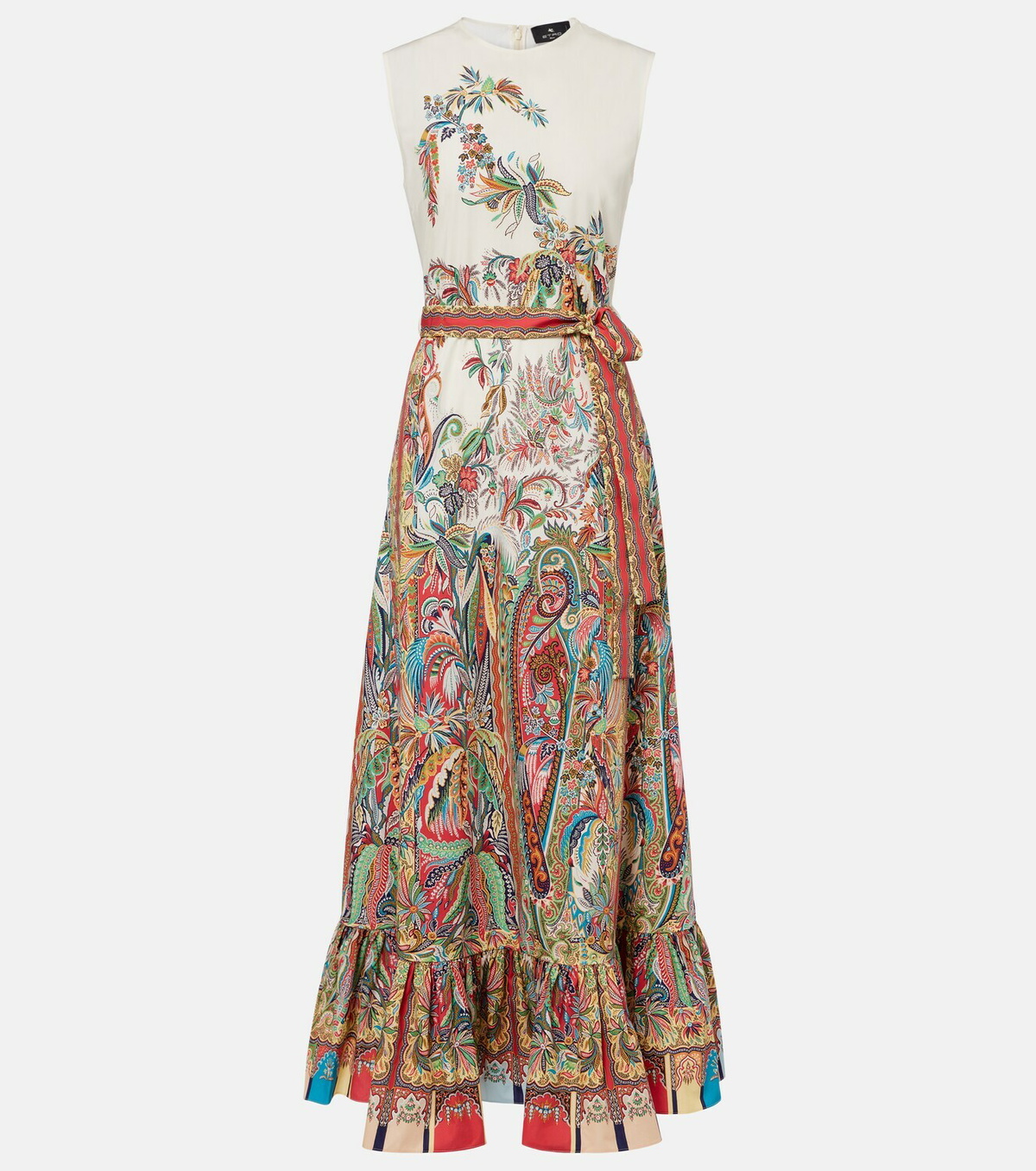 Etro Belted printed cotton maxi dress