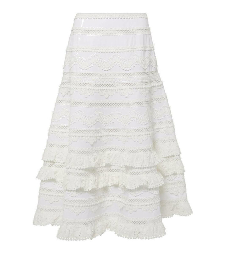 Photo: Carolina Herrera Embroidered tiered cotton midi skirt