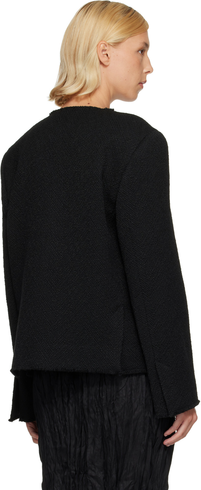 TOTEME Black Open-Front Bouclé Blazer