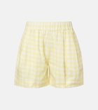 Asceno Gingham linen and cotton shorts