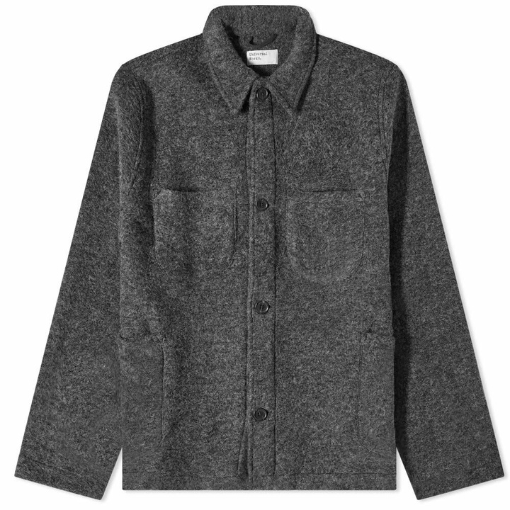 Photo: Universal Works Men's Wool Fleece Lumber Jacket in Charcoal