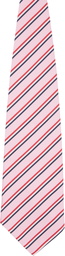 Thom Browne Pink Silk Cotton Mogador Tricolor Wide Tie