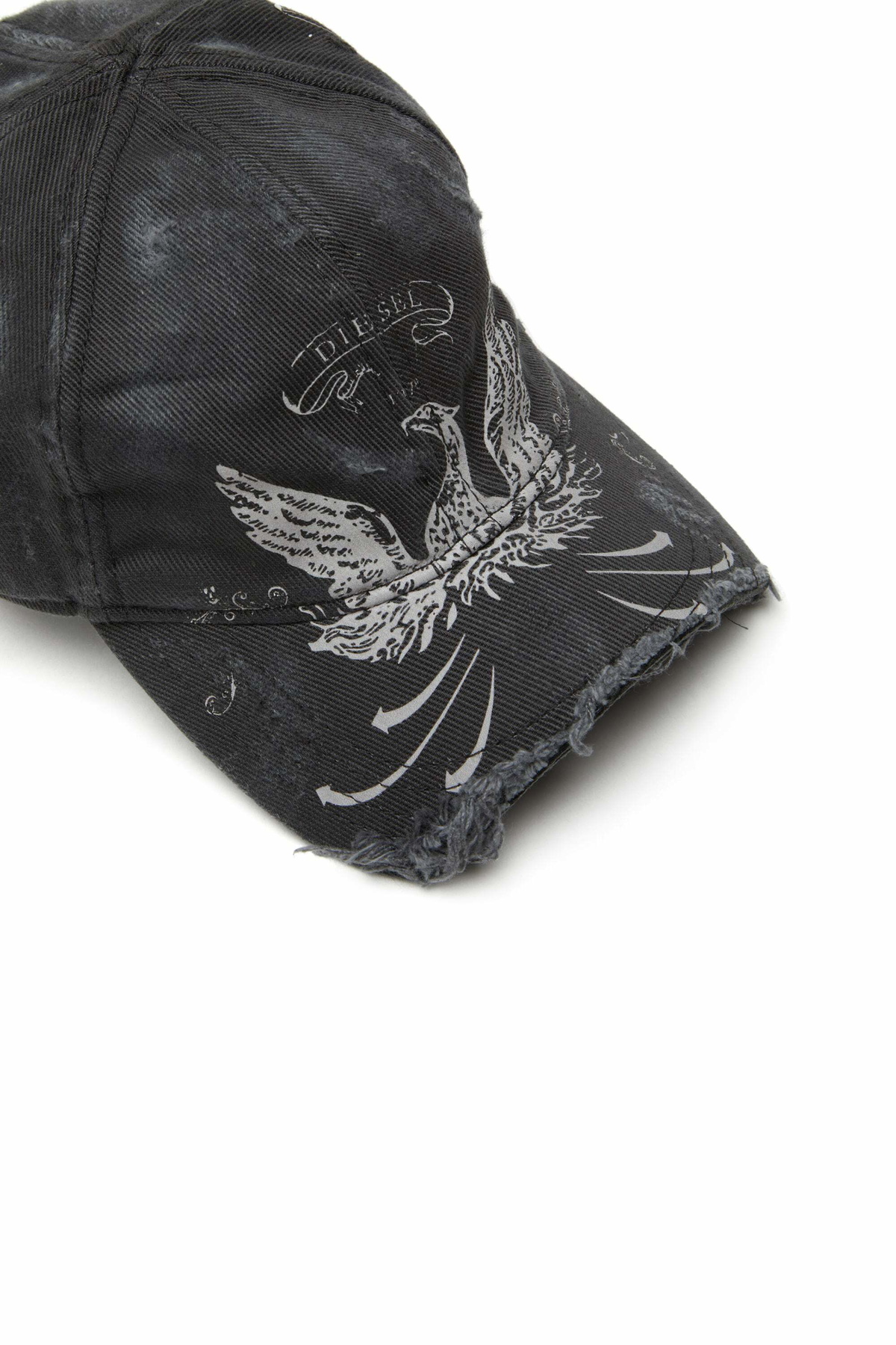 Diesel Distressed baseball cap with Phoenix print - Caps Mens in Black
