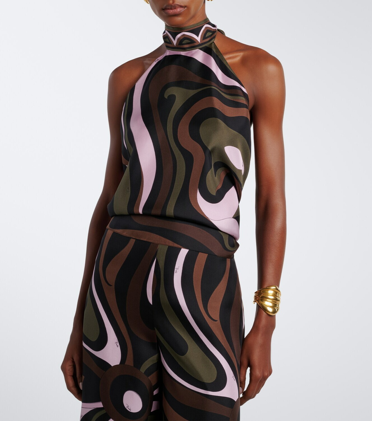 Pucci Marmo halterneck silk twill top