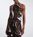 Pucci Marmo halterneck silk twill top
