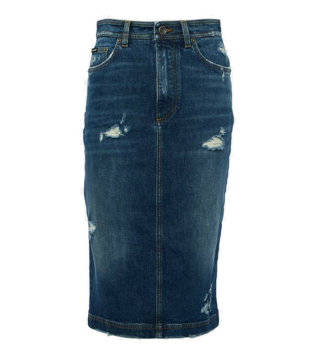 Dolce & Gabbana Gray Cotton Stretch Mid Waist Denim Mini Skirt