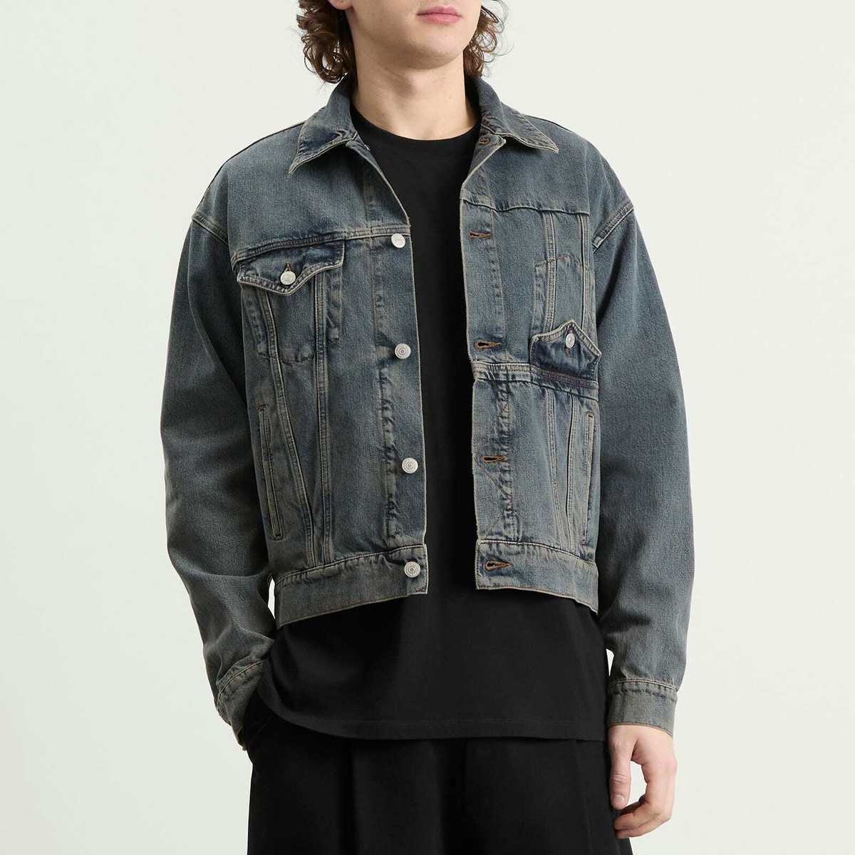 MM6 Maison Margiela Men's Denim Jacket in Light Grey