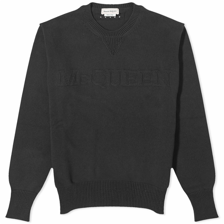 Photo: Alexander McQueen Men's Intarsia Logo Crew Knit in Black