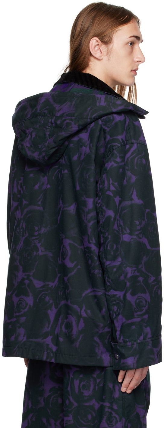 Burberry Rose-print hooded jacket - Purple