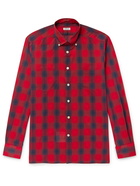 KITON - Button-Down Collar Checked Cotton and Lyocell-Blend Shirt - Red - EU 41