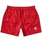 Moncler Men's Zip Pocket Swim Short in Red
