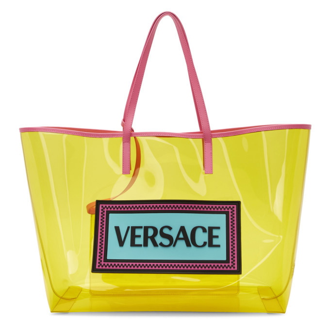 Versace Yellow and Pink PVC Oversized Tote Versace