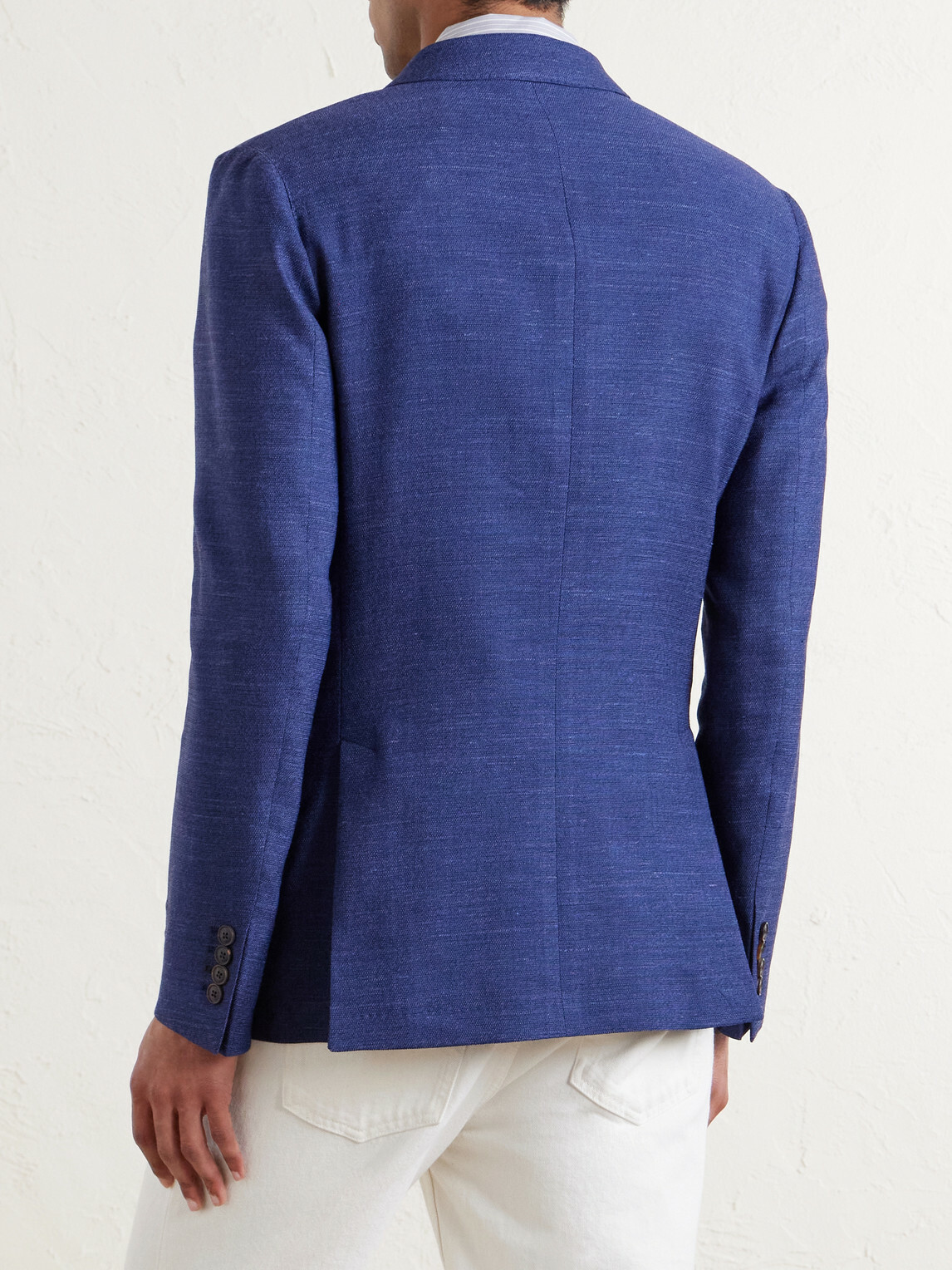 Paul Smith - Wool, Linen and Silk-Blend Double-Breasted Blazer - Blue