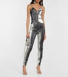 Area - Embellished metallic corset top