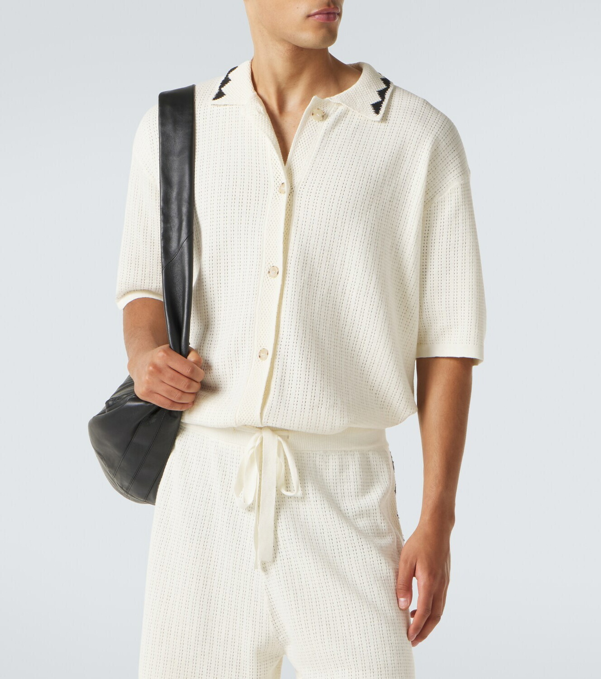 Commas Embroidered crochet cotton-blend top