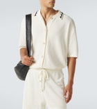 Commas Embroidered crochet cotton-blend top