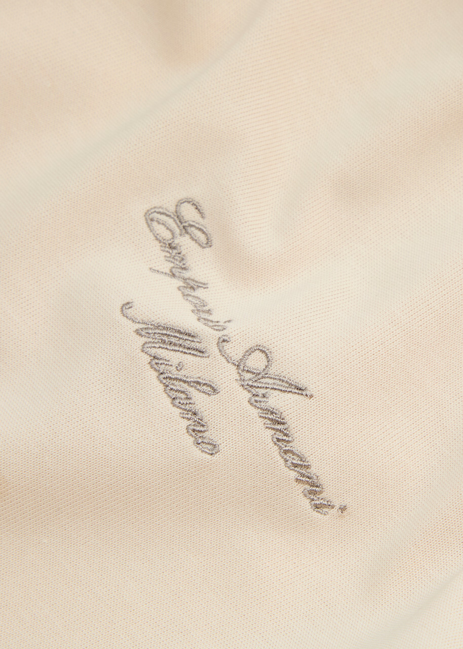 Emporio Armani Logo-embroidered Cotton T-shirt Cream