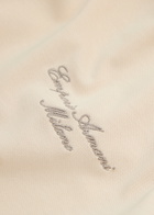 Emporio Armani Logo-embroidered Cotton T-shirt Cream