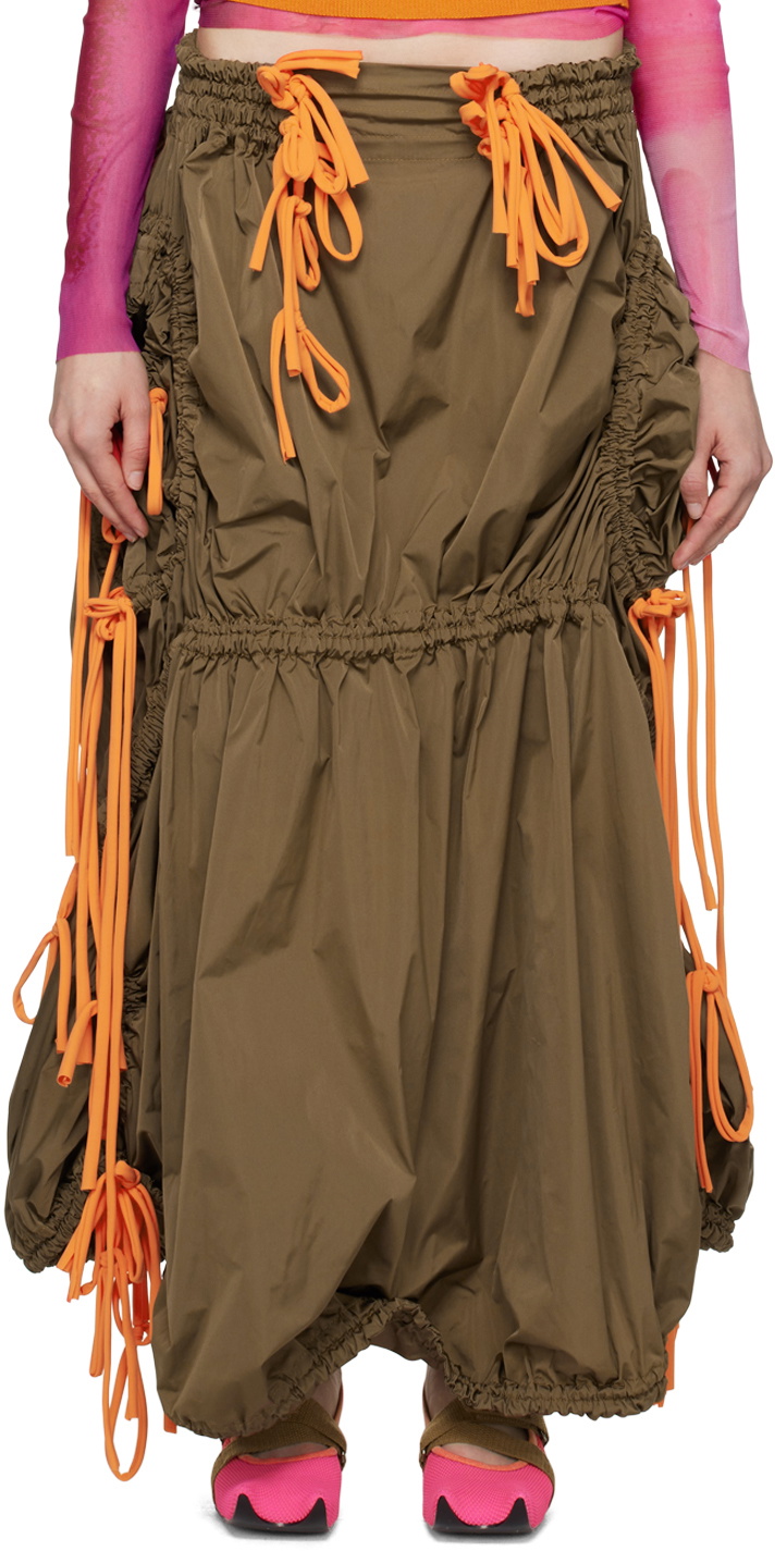 Paula Canovas Del Vas SSENSE Exclusive Taupe Parachute Midi Skirt