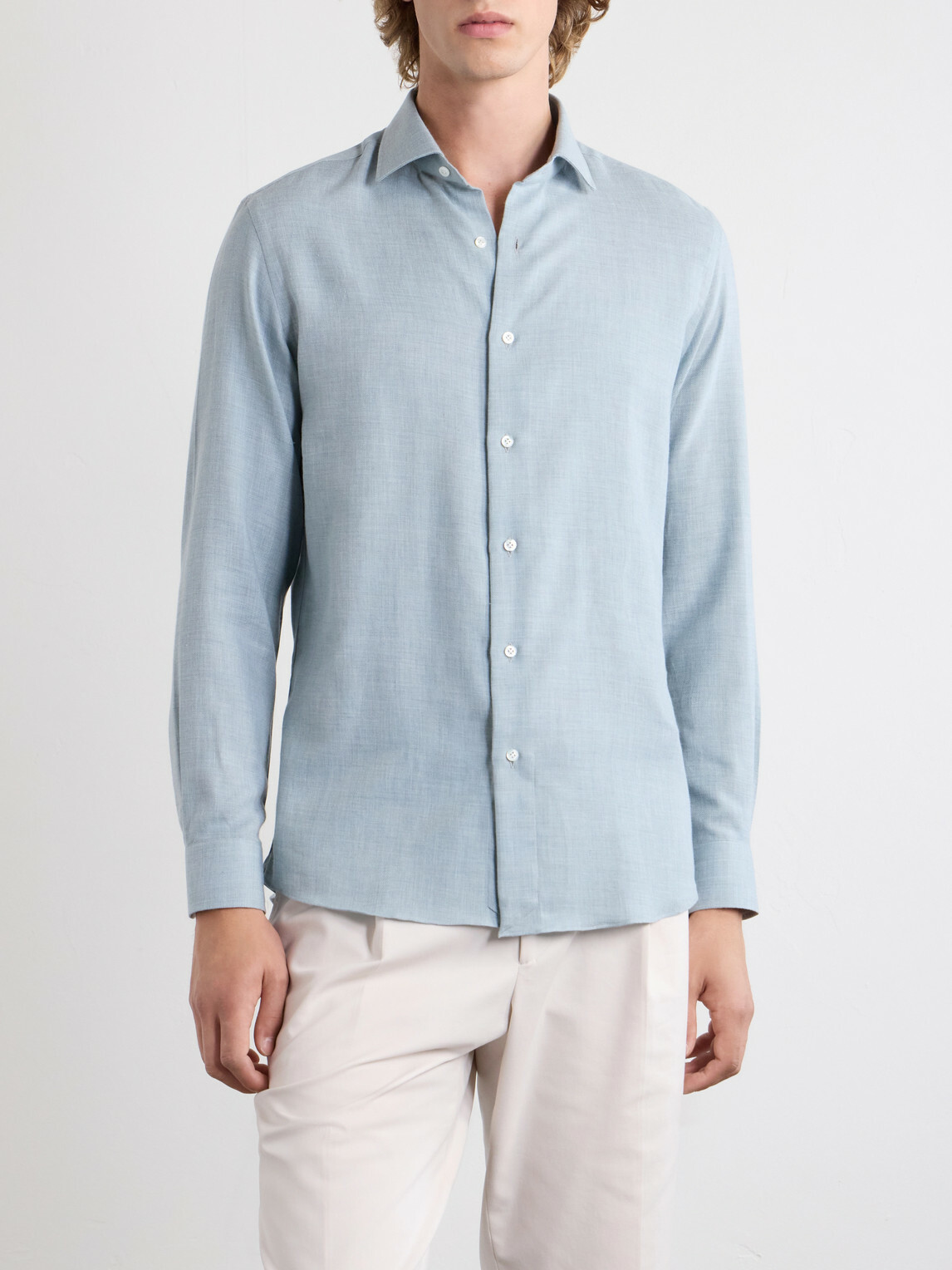 Caruso - Cotton and Cashmere-Blend Shirt - Blue