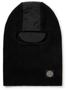 Stone Island - Shell-Trimmed Logo-Appliquéd Ribbed Wool Balaclava