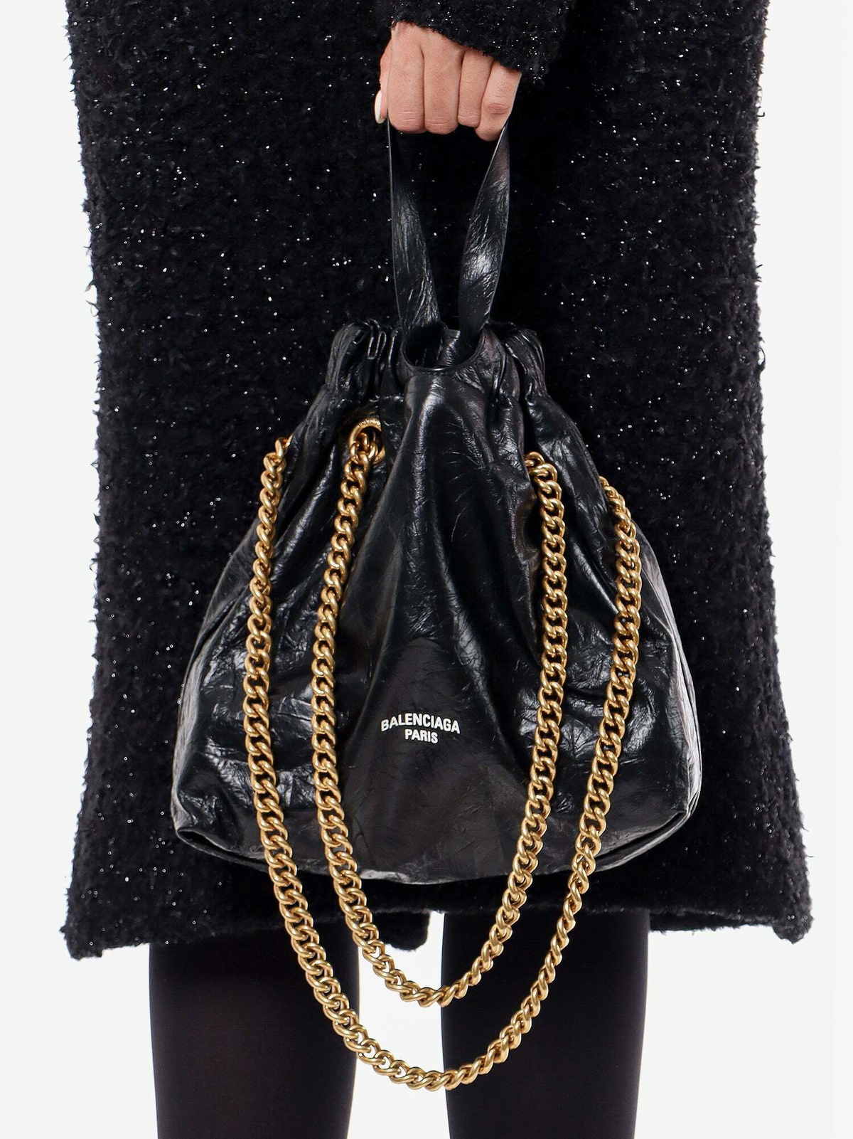 Balenciaga Crush Black Womens Bucket Bag Balenciaga