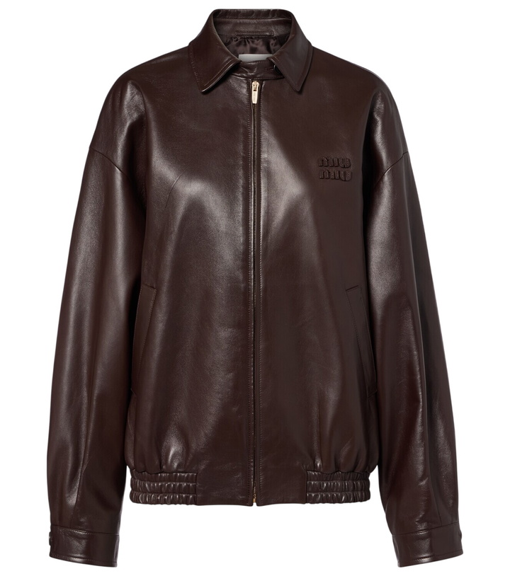 Photo: Miu Miu Logo leather jacket