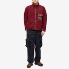 And Wander Men's Re Wool Jacquard Zip Fleece Jacket in Bordeaux