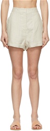 BONDI BORN Off-White Linen Brindisi Shorts