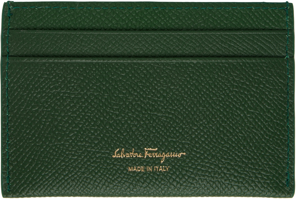 Ferragamo Green Gancini Credit Card Holder