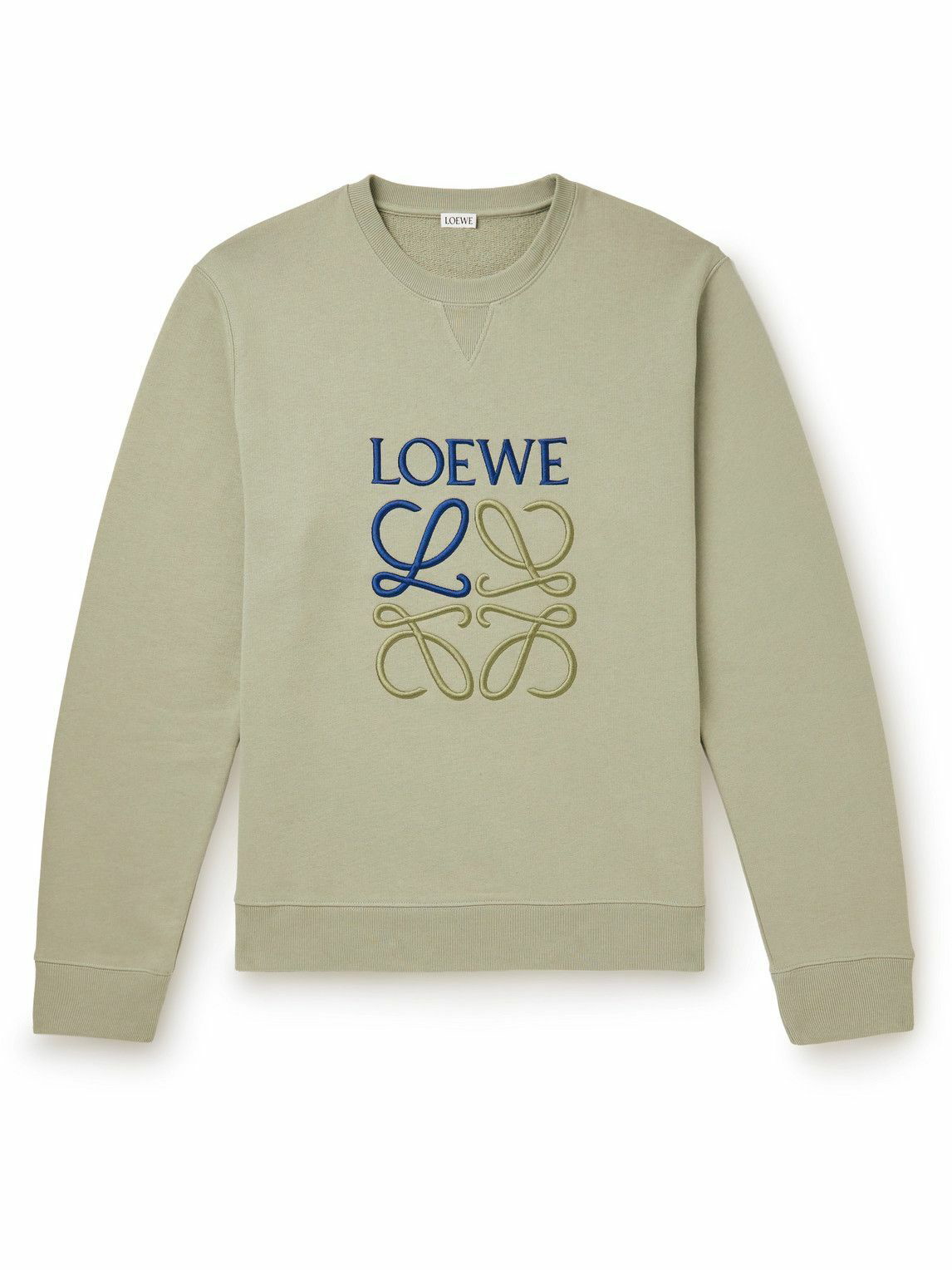 Anagram Cotton Jersey Hoodie in Green - Loewe