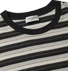 SAINT LAURENT - Logo-Embroidered Striped Wool-Jersey T-Shirt - Unknown