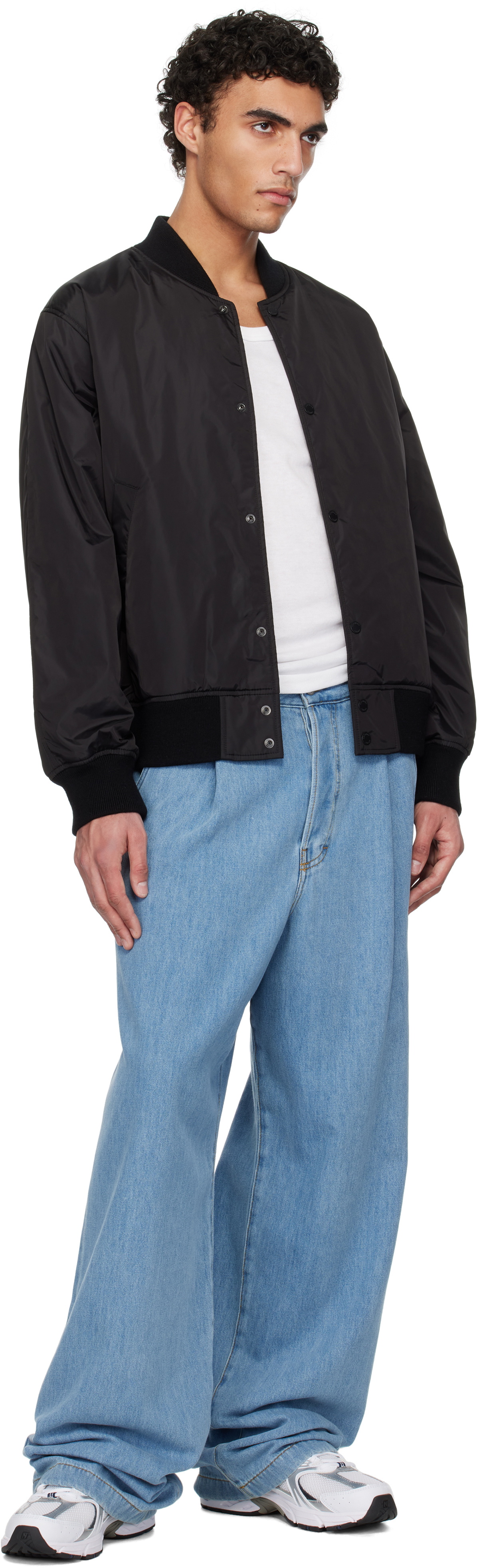 Reigning Champ Black Econyl Satin Nylon Stadium Bomber Jacket