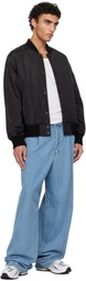 Reigning Champ Black Econyl Satin Nylon Stadium Bomber Jacket