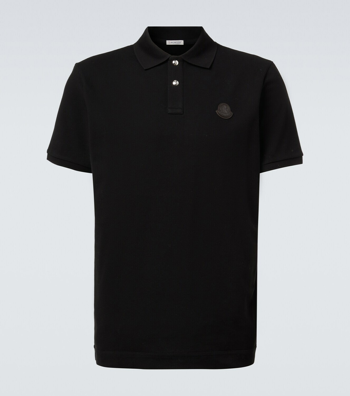 Moncler Leather-trimmed cotton piqué polo shirt